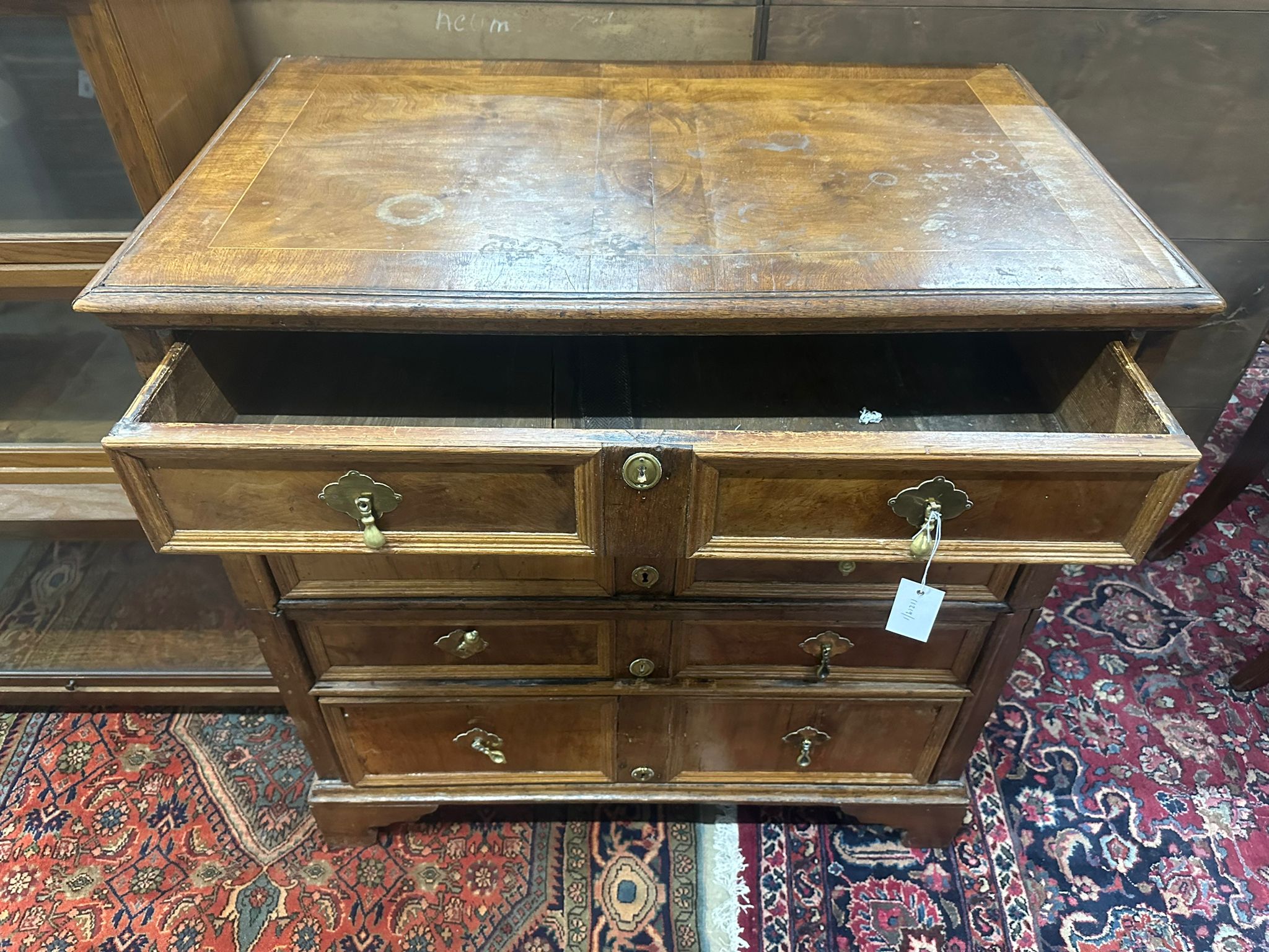 A late 17th century / early 18th century walnut and oak two part chest of drawers width 95cm, depth 56cm, height 97cm